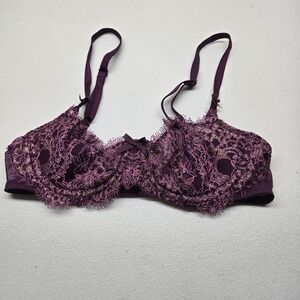 Victoria's Secret Women Bra 32B Purple Floral Dream Angels Push Up No Padding